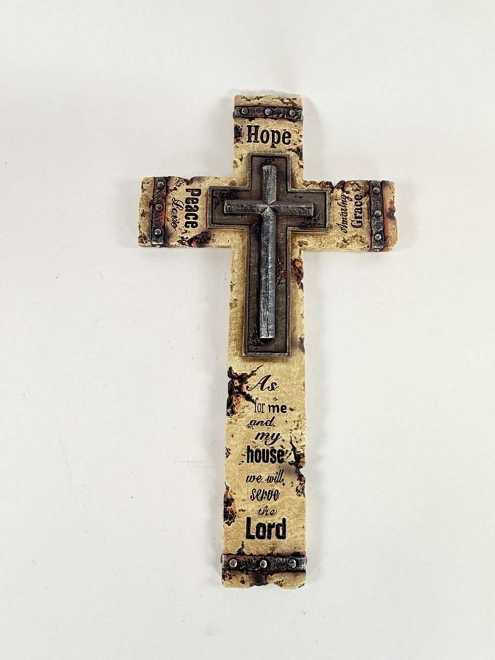 Rustic Western Christian Crucifix Love Hope Peace Amazing Grace Bible Verse